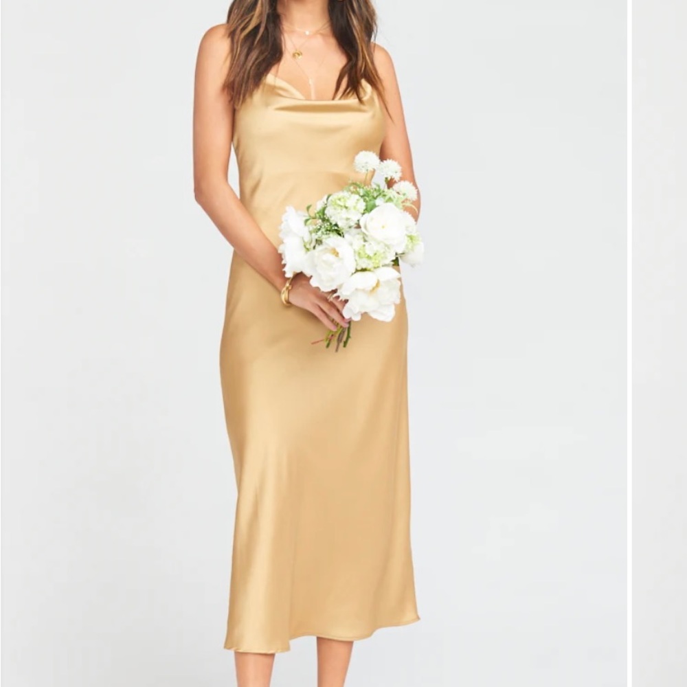 Show Me Your Mumu midi gold bridesmaid dress